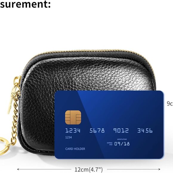 Genuine Leather Coin Purse, Small Change Purse Keychain Wallet for Women, Mini C - Picture 6 of 8